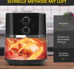 HOMCOM Heißluftfritteuse 4,5 L 1500W Mit 8 Menüs Antihaftbeschichteter Korb Für Gesundes ölfreies Fettarmes Kochen Stahl Schwarz 35,5 X 28 X 33,8 Cm 17 HOMCOM Heißluftfritteuse 4,5 L 1500W Mit 8 Menüs Antihaftbeschichteter Korb Für Gesundes ölfreies Fettarmes Kochen Stahl Schwarz 35,5 X 28 X 33,8 Cm -Bosch Verkäufe c73358230f2b86ffeaeb7c0bf859093f