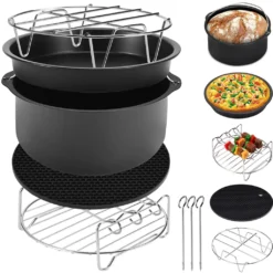 Monzana Heißluftfritteuse Zubehör 8tlg. Fritteuse Set Inkl. Brotbackkorb 3,6L Pizzapfanne Silikonpfanne Grillrost Spieße -Bosch Verkäufe c8373a542b9c37cd3442446a90c11015