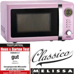 Melissa 16330112 CLASSICO Retro 20 Liter Mikrowelle In Pink Rosa