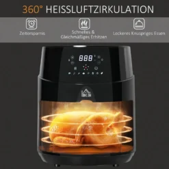 HOMCOM Heißluftfritteuse 4,5 L 1500W Mit 8 Menüs LED-Display Antihaftbeschichteter Fritterkorb Für Gesundes ölfreies Fettarmes Kochen Schwarz 28 X 35,1 X 33 Cm -Bosch Verkäufe cdf9cdb9b7b2d903ffd046f7a69bb2f9