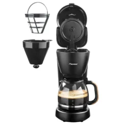 Bestron Filter-Kaffeemaschine Für 10 Tassen Kaffee, Inkl. 1,5 Liter Glaskanne, Permanentfilter & Warmhalteplatte, 1.000 Watt, Black & Wood-Design, Farbe: Schwarz / Holz -Bosch Verkäufe d01001c43705f2e7eefbe6a5e1e95fae