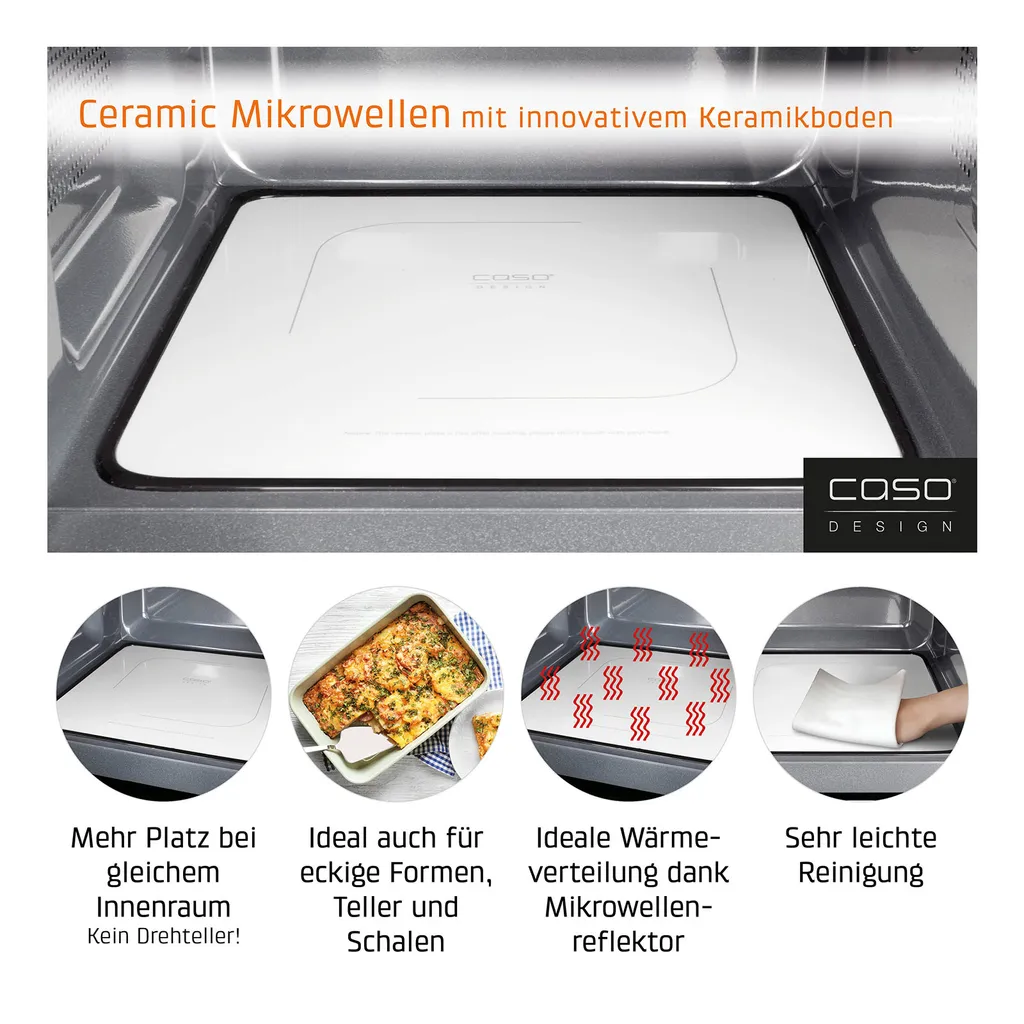 Caso MG 25 Arbeitsplatte Kombi-Mikrowelle 25 L 900 W Silber 18 Caso MG 25 Arbeitsplatte Kombi-Mikrowelle 25 L 900 W Silber – Bild 16