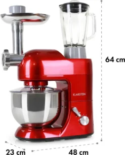 Klarstein Lucia Rossa Küchenmaschine Mixer (1200 Watt, 5 Liter Rührschüssel, Fleischwolf, Saftpresse ) - Rot -Bosch Verkäufe d1cf3ea8145cd3e55403758b128590b3