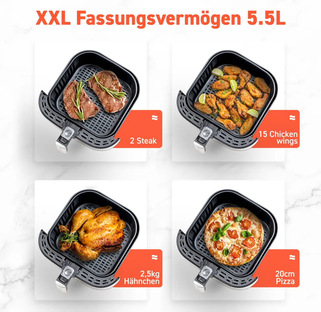 Cosori 5.5L XXL Heißluftfritteuse Mit Dörr-Funktion 7 Cosori 5.5L XXL Heißluftfritteuse Mit Dörr-Funktion – Bild 5