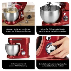 MAXXMEE Küchenmaschine Mit Zubehör - Rot -Bosch Verkäufe d4910344a06d8ef1aef66586b045f7ef