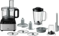 Braun Domestic Home FP 3233SI PurEase Edelstahl-Schwarz, Küchenmaschine, Mixen