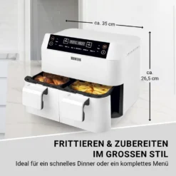 N8WERK Doppel-Heißluftfritteuse - 7,6l Heißluft Fritteuse Friteuse Fritöse XL Air Fryer Edelstahl Doppelkorb 2x 3,8L -Bosch Verkäufe d786d75da6ea1ef74ec1afc3f4c9a42b