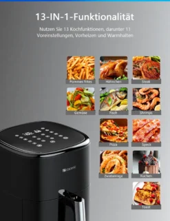 Proscenic T22 Heißluftfritteuse, App Und Sprachsteuerung, 5L XXL Luftfritteuse, Airfryer Mit Großem Digitalem LED Display, Vorheizen&Warm Halten, 100 Rezepte,ohne Öl, Schwarz, Edelstahl -Bosch Verkäufe d7d993d689bcd338d7192ed485ded6bf