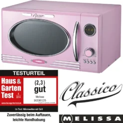 Melissa 16330125 CLASSICO Retro Pink Rosa 25 Liter Mikrowelle Mit Grill