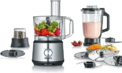 SEVERIN Multifunktionale Küchenmaschine KM 3892 Aus Edelstahl Kunststoff, Edelstahl-gebürstet-schwarz -Bosch Verkäufe da8c9f4d415aa91ec1d5fdc8d359e9a2
