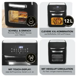 MAXXMEE Heißluft-Fritteuse Digital - 12 L Fassungsvermögen - Schwarz Heißluft Fritteuse Friteuse Fritöse Airfryer 12L XXL Backofen Drehgrill Digital -Bosch Verkäufe dd29f10dc24314a9b159507290306ef6