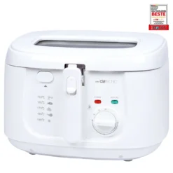 Clatronic FR 3771 Fritteuse, Geruchs- Und Fettdunstfilter, Stufenlos Regelbarer Thermostat Mit Kontrollleuchte (130 °C–190 °C), Großer Frittierkorb, 1800 W, Cool Touch-Gehäuse, Weiß -Bosch Verkäufe de90ef8a3d76188b5700c1b03e8cee97