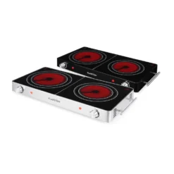 Klarstein VariCook Duo - Doppel-Infrarotkochplatte, Dual-Kochfeld, 3000 Watt Leistung, Aluminium-Gehäuse, Glaskeramik-Platte, Überhitzungsschutz, Tragegriffe, Silber -Bosch Verkäufe dedbc04afe7d78c5a6313142bcd94210