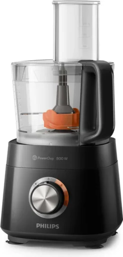 Philips Küchenmaschine Viva Collection, 29 Funktionen, 2.0 L, 2-in-1 Schneidescheibe, 800 W, Schwarz (HR7510/10)