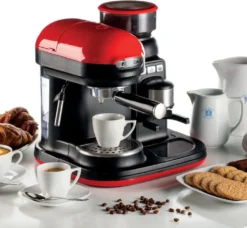 Ariete Siebträger-Espressomaschine Moderna Mit Kaffeemühle Und Aufschäumdüse, Rot/schwarz -Bosch Verkäufe e0470ec8c5be1ba35d075ff87136be20