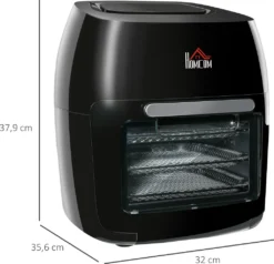 HOMCOM Heißluftfritteuse 11 L 1800W Mit 8 Menüs Zubehör Backofen Dehydrator Barbecue Für Gesundes ölfreies Fettarmes Kochen Stahl Schwarz 32 X 35,6 X 37,9 Cm -Bosch Verkäufe e171766f036fd04912e0ce5263bdb610