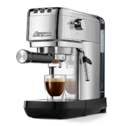 Tchibo Siebträger Espressomaschine „Lapressa“, Mit Doppelauslauf Und Milchaufschäumdüse (15 Bar, 980ml Wassertank), Inkl. Zwei Doppelwandigen Sieben, Für Espresso Und Milchschaum, Edelstahl