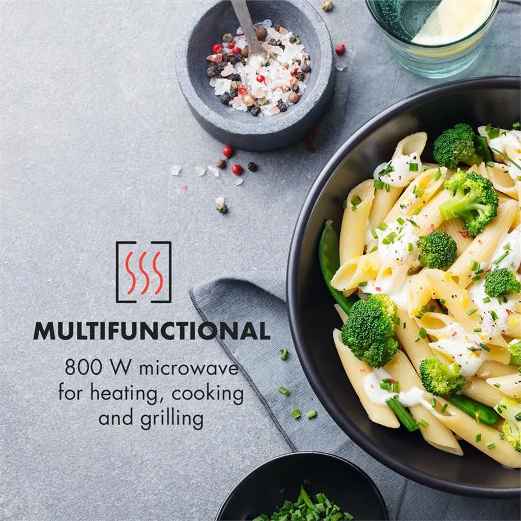 Fine Dinesty 2-in-1-Mikrowelle: 23l 800W / Grill: 1000W Blau 6 Fine Dinesty 2-in-1-Mikrowelle: 23l 800W / Grill: 1000W Blau – Bild 4