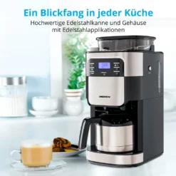MEDION Kaffeemaschine Mit Mahlwerk Und Thermoskanne (Timer, 1 Liter, 900 Watt, Kaffeebohnenmahlwerk, 8 Mahlstufen, LED Display, Tropf Stopp, Isolierkanne, MD19777) -Bosch Verkäufe e3ca4748df7bc4b2888d0e90a035e7bc