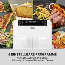 N8WERK Doppel-Heißluftfritteuse - 7,6l Heißluft Fritteuse Friteuse Fritöse XL Air Fryer Edelstahl Doppelkorb 2x 3,8L -Bosch Verkäufe e4842cb8c5dbde8ed14a126434af8a2d