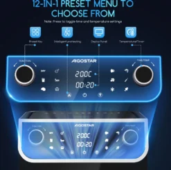 Aigostar - Ölfreie Fritteuse 8 L， Heißluftfritteuse Mit Klarsichtfenster， 1700 W， Doppelknopf & Doppel-LED-Touchscreen Heißluftfritteuse， 12 Voreingestellte Funktionen， Doppelkorb， Spülmaschinenfest， BPA-frei -Bosch Verkäufe e4ef5d6fae52ad62eae6f3b8a4e48ee6