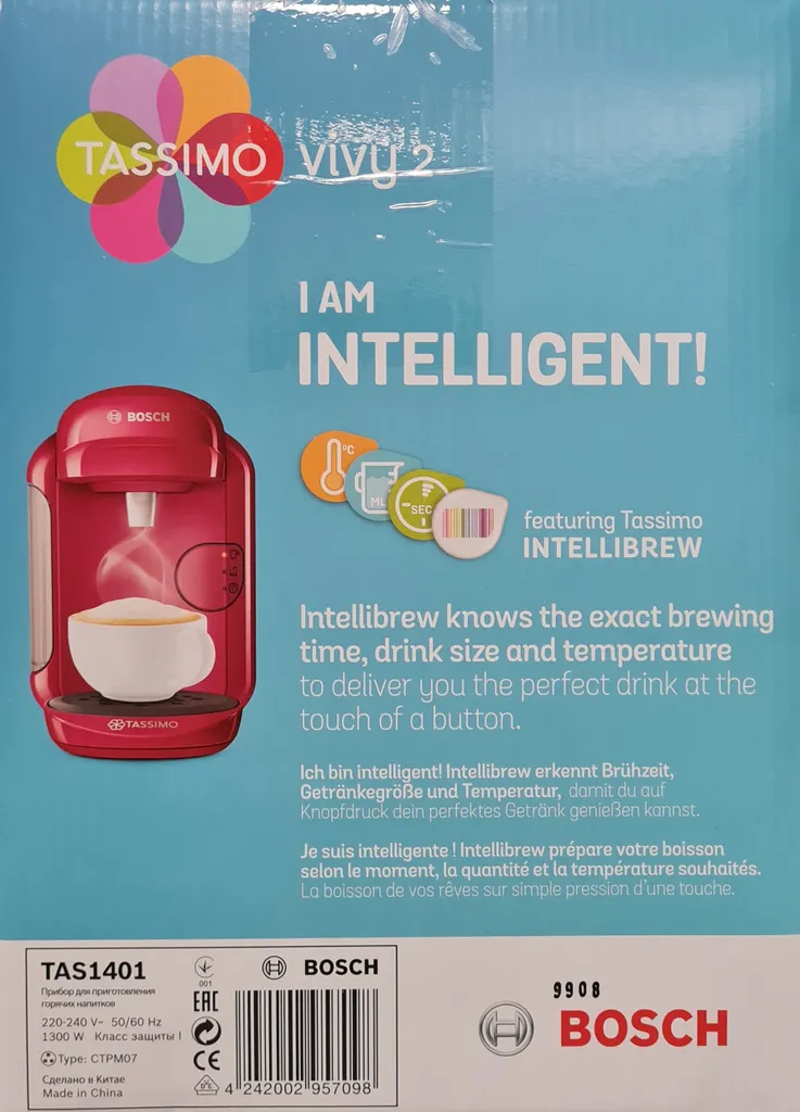 Bosch Tassimo Vivy2 Kapselmaschine TAS1401, Kompaktes Design, Vollautomatisch, Geeignet Für Alle Tassen - Pink 13 Bosch Tassimo Vivy2 Kapselmaschine TAS1401, Kompaktes Design, Vollautomatisch, Geeignet Für Alle Tassen - Pink – Bild 11