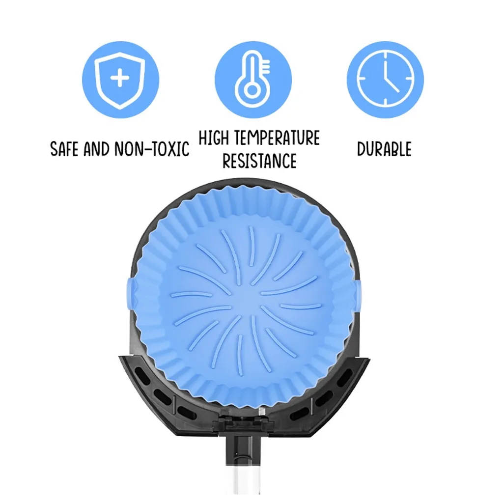 Hitzebeständige Air Fryer Silikon Topf Wiederverwendbar Ersatzeinlagen Korb Backofen Pad Backblech Fried Pizza Hähnchen Matte Blau 5 Hitzebeständige Air Fryer Silikon Topf Wiederverwendbar Ersatzeinlagen Korb Backofen Pad Backblech Fried Pizza Hähnchen Matte Blau – Bild 3