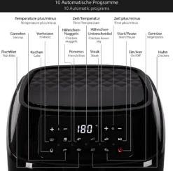 ONVAYA® Heißluftfritteuse | Airfryer XXL | Fritteuse Ohne Öl & Fett | Für 5-6 Personen | Mit LED-Display | 10 Programme | 1700 W | Inkl. Backform & Grillrost Mit Spießen -Bosch Verkäufe e74e478a68961e78693666f3e098e2e4