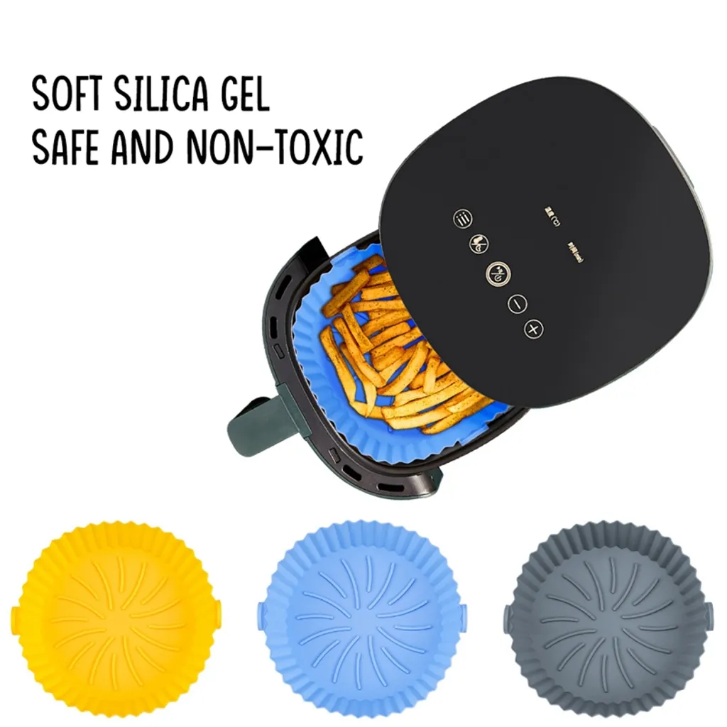 Hitzebeständige Air Fryer Silikon Topf Wiederverwendbar Ersatzeinlagen Korb Backofen Pad Backblech Fried Pizza Hähnchen Matte Blau 7 Hitzebeständige Air Fryer Silikon Topf Wiederverwendbar Ersatzeinlagen Korb Backofen Pad Backblech Fried Pizza Hähnchen Matte Blau – Bild 5