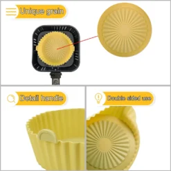 Wiederverwendbare Air Fryer Liner Pad Silikontopf Antihaft Dampfpad Backeinsatz Air Fryer Zubehör Heißluftfritteuse Matte Für Mikrowelle Küche Kochmatte Gelb 14,5cm -Bosch Verkäufe ef080771c445090e4065d84213343218