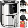 BALTER Heißluftfritteuse Heissluft Friteuse Heißluft Fritteuse Edelstahl 5 Liter XXL