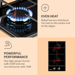 Klarstein Gaskochfeld Gasherd Einbau - Sabaf-Brenner - Erdgas/Propangas - Automatische Abschaltung - Gusseisen - Glaskeramik Retro-Look - 2-flammig - Schwarz Einbau Gas Kochfeld Gasherd 2 Platten Kochfelder Herdplatte Kochplatte Einbaukochfeld -Bosch Verkäufe f01b83eaf46f588c6a8ed10d38c5b3d9
