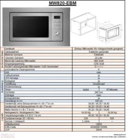 PKM Einbau Mikrowelle Microwellengerät Mikrowellenherd MW820-EBM Edelstahl 800 W -Bosch Verkäufe f370f5449c83ce7c2978d8cabc632f23