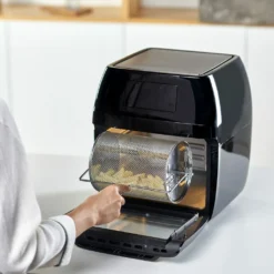 Black & Decker Black+Decker BXAFO1200E Minibackofen Heißluftfritteuse Zwei Röste, Fettauffangschalen, Griff, Frittierkorb, 360° Drehspieß -Bosch Verkäufe f378c078465270fa74da917eebfa9dc0