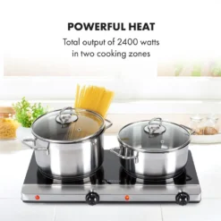 Klarstein Cookbuddy Doppelkochfeld , 2400W , Infrarot , Glaskeramik , Mobile Kochplatte , 2 X 18 Cm (Ø) Kochzone , 5 Temperaturstufen , Überhitzungsschutz , Elektrisch , Camping-Kochfeld , Edelstahl , Silber -Bosch Verkäufe f4907c2703ec0b5e6c41259eda32141e