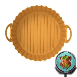 Air Fryer Silikon Topf Wiederverwendbar Ersatzeinlagen Korb Backofen Pad Hitzebeständige Backblech Fried Pizza Heißluftfritteuse Matte 19,5*21,5*5,5cm