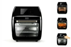 Black & Decker Black+Decker BXAFO1200E Minibackofen Heißluftfritteuse Zwei Röste, Fettauffangschalen, Griff, Frittierkorb, 360° Drehspieß -Bosch Verkäufe fe50ad2a28810a2d9b561aa1a9250a53