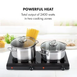 Klarstein Cookbuddy Doppelkochfeld, 2400W, Infrarot, Glaskeramik, Mobile Kochplatte, 2 X 18 Cm (Ø) Kochzone, 5 Temperaturstufen, Überhitzungsschutz, Elektrisch, Camping-Kochfeld, Edelstahl, Schwarz -Bosch Verkäufe fe703c21251936ae19193139b9f606e6